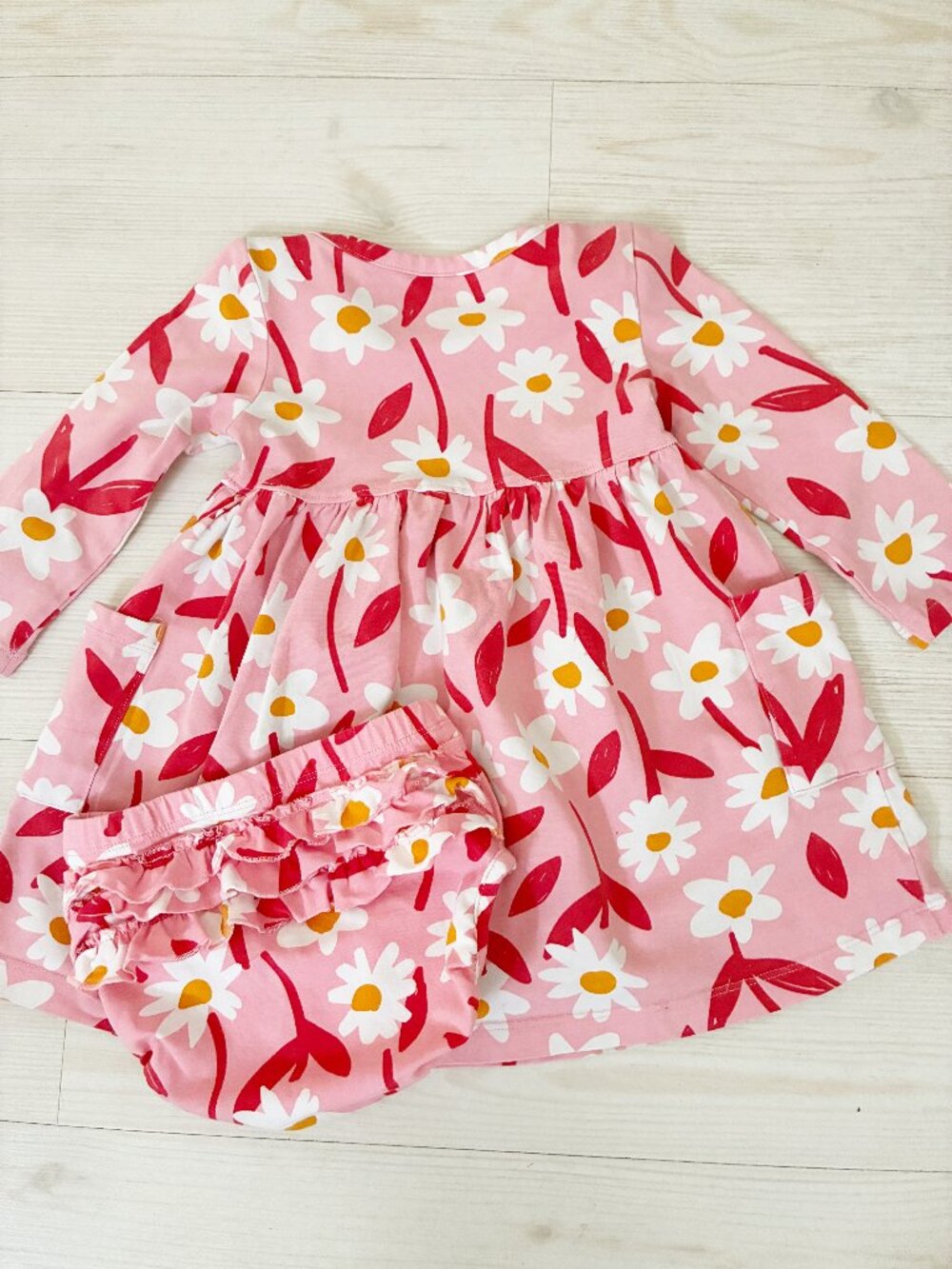 Hanna Andersson Baby Girl Floral Skater Dress Bloomer Set Pink Daisy Size 18-24M